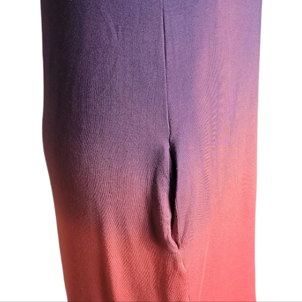 Blue Curl beachwear dip dye ombre cover up dress purple orange women's small